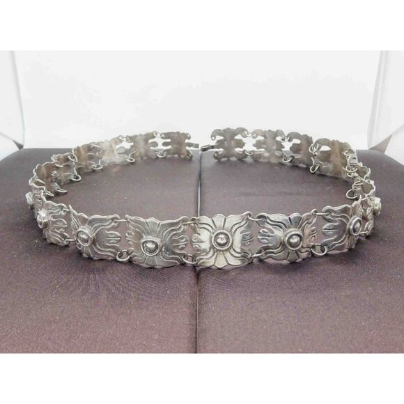Estate Mexico Sterling Silver Concho Link Belt 29\